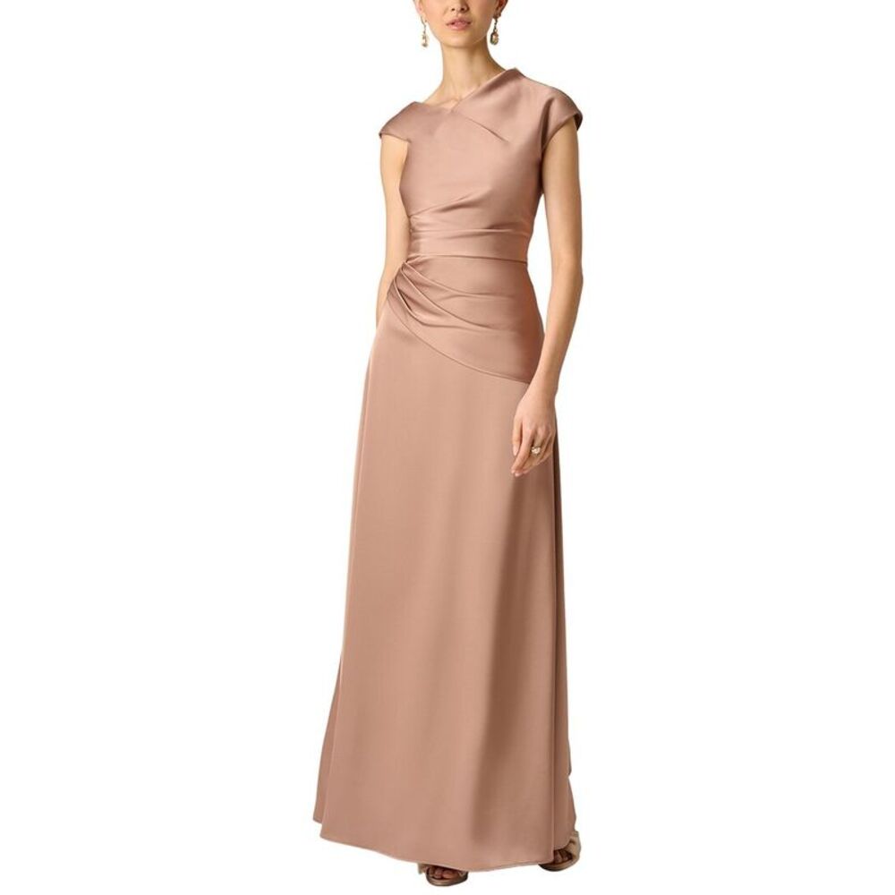Aidan Mattox Womens Crepe Back Satin Long Dress